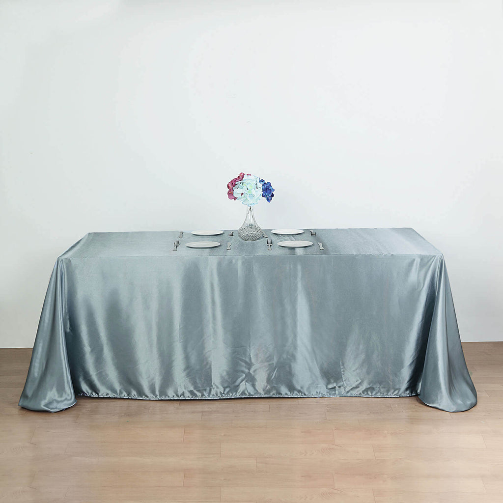 Satin Rectangular 90"x156" Tablecloth Dusty Blue - Seamless Table Cover