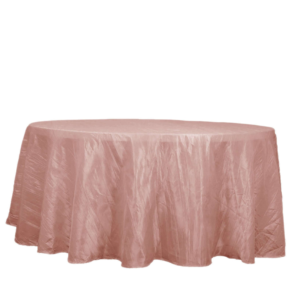 Taffeta 120" Round Tablecloth Dusty Rose - Seamless Accordion Crinkle Table Cover