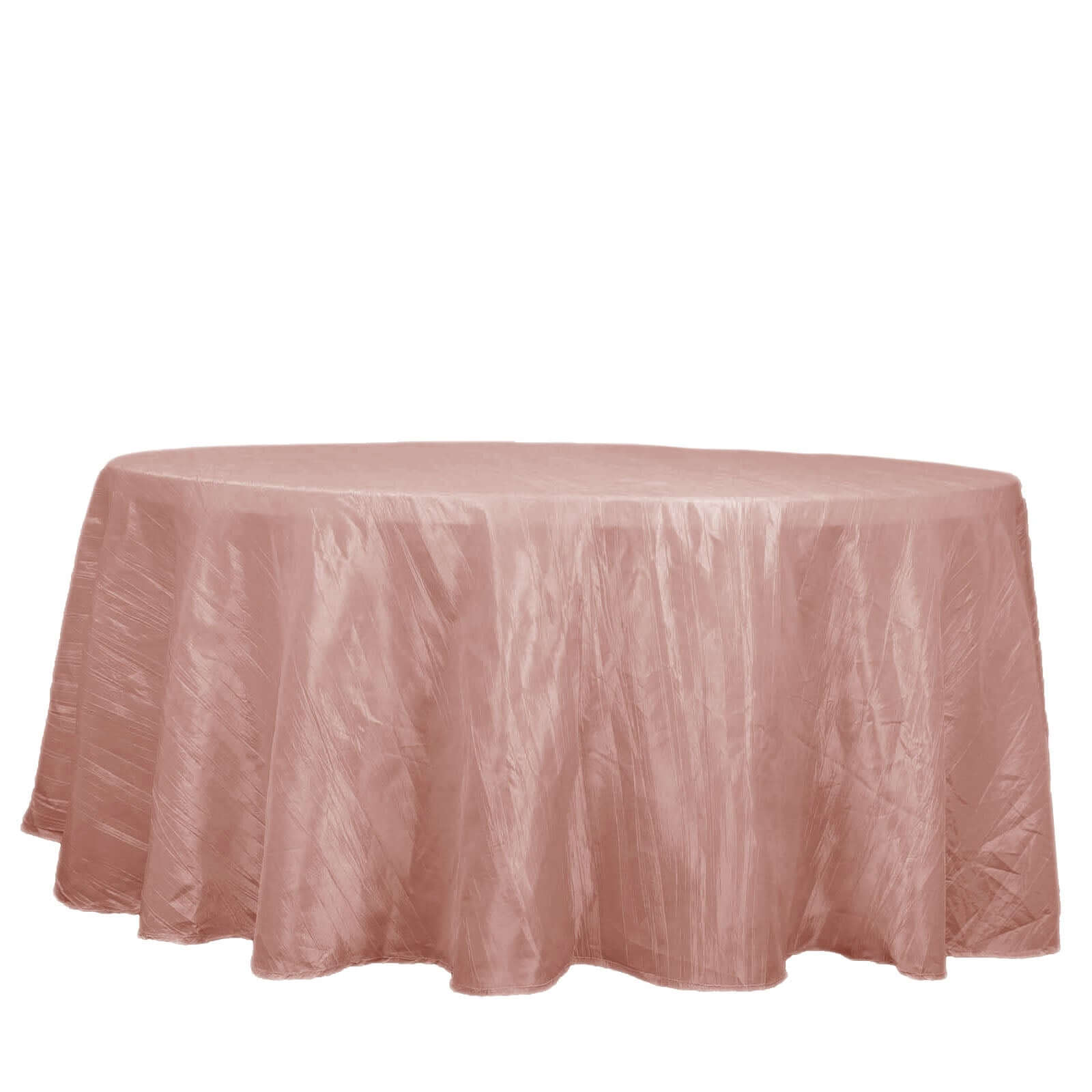 Taffeta 120" Round Tablecloth Dusty Rose - Seamless Accordion Crinkle Table Cover