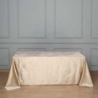 Premium Velvet 90"x132" Rectangle Tablecloth Champagne - Reusable Soft & Seamless Table Cover