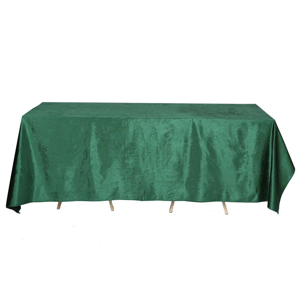 Premium Velvet 90"x132" Rectangle Tablecloth Hunter Emerald Green - Reusable Soft & Seamless Table Cover