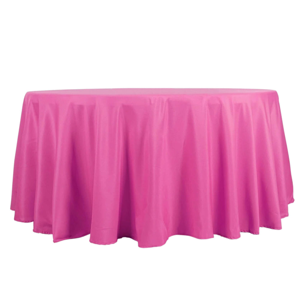 Polyester 132" Round Tablecloth Fuchsia - Seamless Chic Table Cover