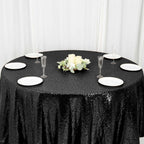 Sequin 120" Round Tablecloth Black - Seamless Glittering Table Cover