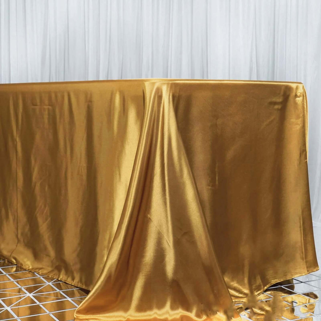 Satin Rectangular 90"x156" Tablecloth Gold - Seamless Stylish Table Cover for Wedding & Event Decoration