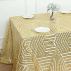 Sequin 90"x132" Rectangle Tablecloth Gold - Seamless Diamond Design for Upscale Events