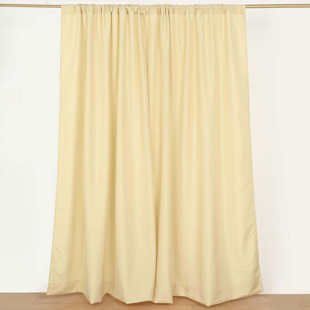 2 Pack Champagne Polyester Event Curtain Drapes, 10ftx8ft Backdrop Event Panels With Rod Pockets 130 GSM