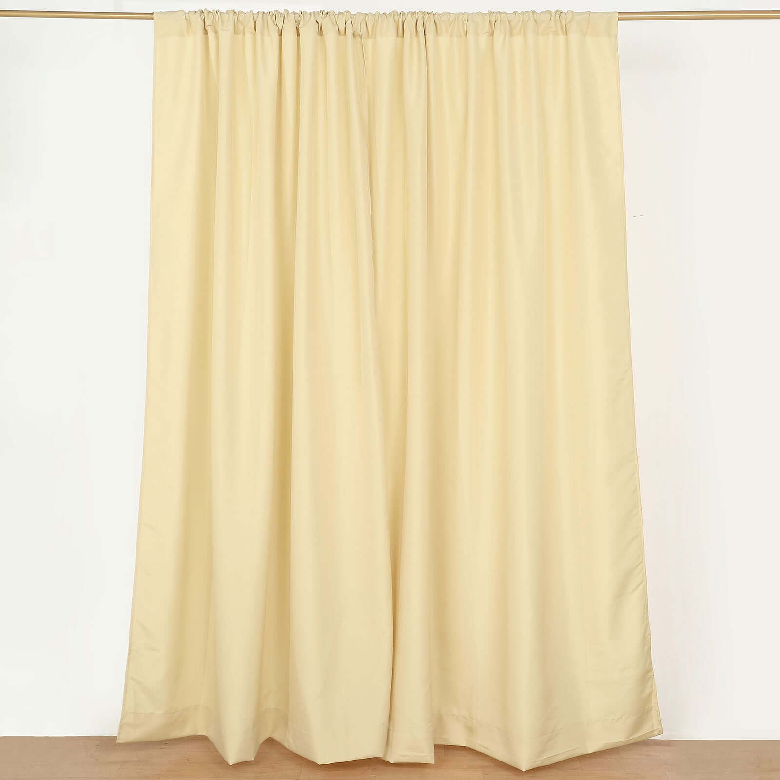 2 Pack Champagne Polyester Event Curtain Drapes, 10ftx8ft Backdrop Event Panels With Rod Pockets 130 GSM