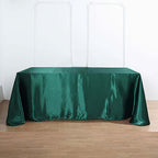 Satin Rectangular 90"x132" Tablecloth Hunter Emerald Green - Seamless Table Cover