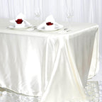 Satin Rectangular 90"x156" Tablecloth Ivory - Seamless Table Cover