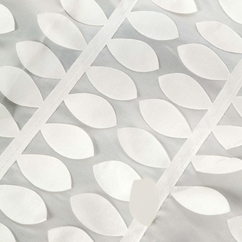 Taffeta 90"x156" Rectangle Tablecloth Ivory | 3D Leaf Petal Design Seamless Table Cover