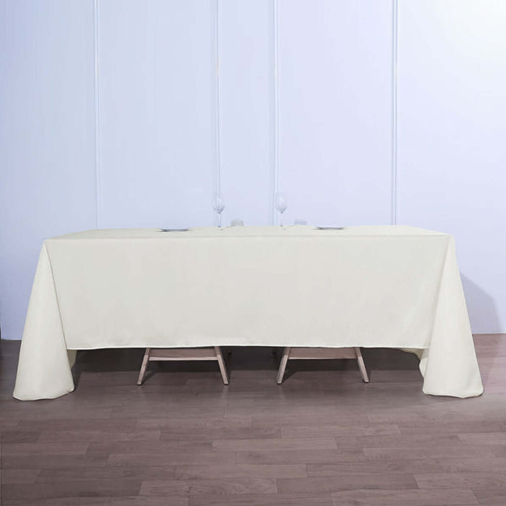 Polyester 90"x132" Rectangle Tablecloth Ivory - Seamless Wrinkle-Resistant Table Cover