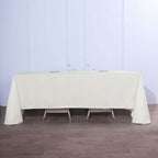 Polyester 90"x132" Rectangle Tablecloth Ivory - Seamless Wrinkle-Resistant Table Cover