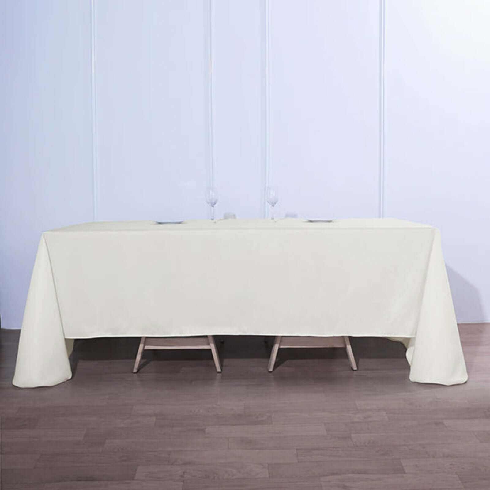 Polyester 90"x132" Rectangle Tablecloth Ivory - Seamless Wrinkle-Resistant Table Cover