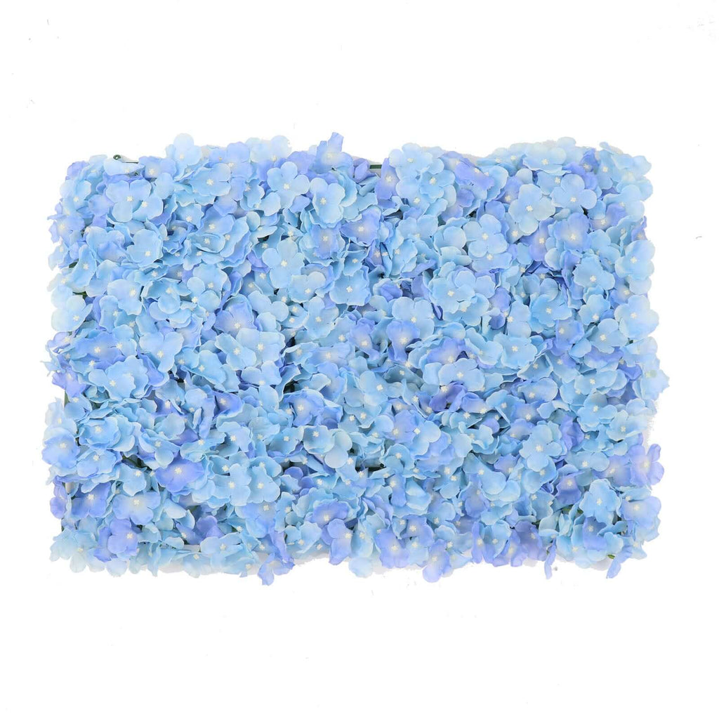 11 Sq ft. Light Blue UV Protected Hydrangea Flower Wall Mat Backdrop - 4 Artificial Panels