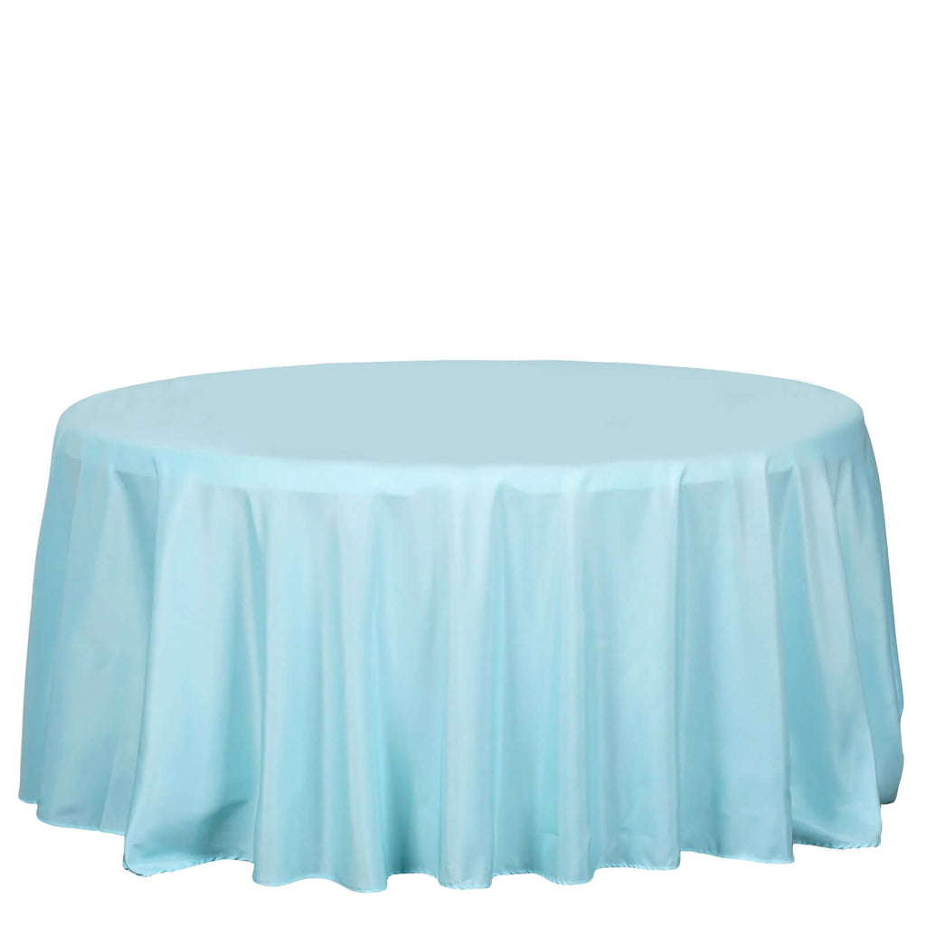 Polyester 120" Round Tablecloth Light Blue - Seamless Wrinkle-Resistant Table Cover