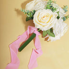 2 Pack 6yd Pink Silk-Like Chiffon Linen Ribbon Roll For Bouquets, Wedding Invitations Gift Wrapping