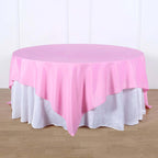 Polyester 90"x90" Table Overlay Square Tablecloth Pink - Wrinkle-Resistant & Durable Table Cover