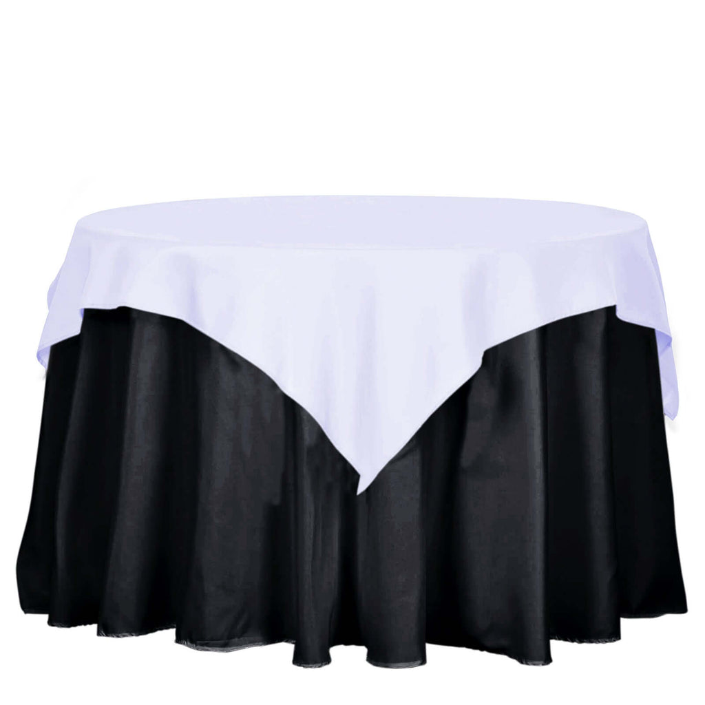 Polyester 54"x54" Table Overlay Square Tablecloth White - Wrinkle-Resistant & Durable Table Cover for Events