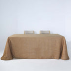 Faux Linen 90"x132" Rectangular Tablecloth Natural - Slubby Texture Wrinkle-Resistant Seamless Table Cover