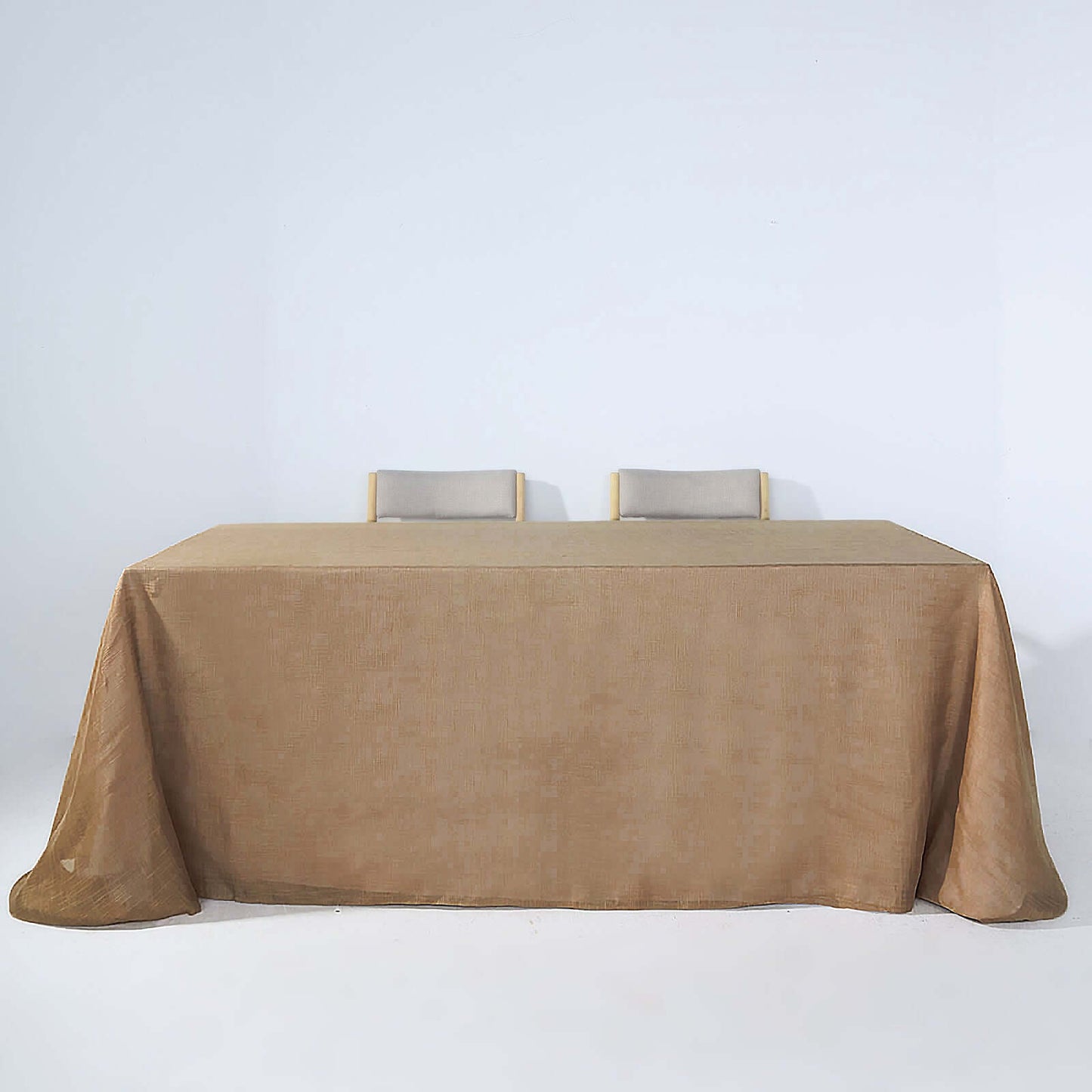 Faux Linen 90"x132" Rectangular Tablecloth Natural - Slubby Texture Wrinkle-Resistant Seamless Table Cover