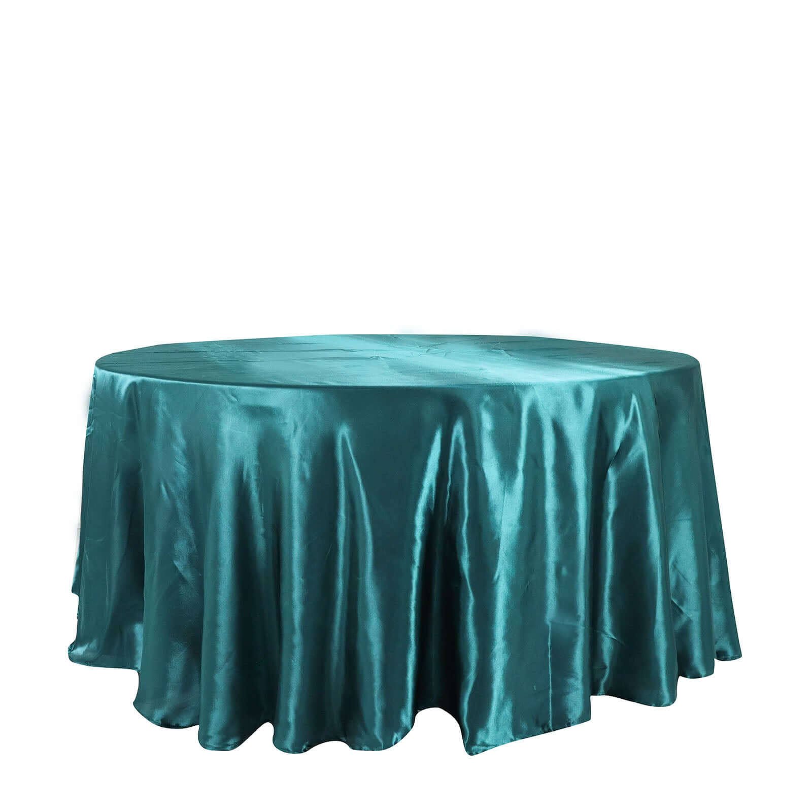 Satin 120" Round Tablecloth Peacock Teal - Stylish Seamless Table Cover