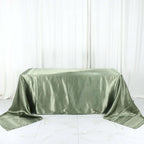 Satin Rectangular 90"x156" Tablecloth Dusty Sage Green - Seamless Table Cover