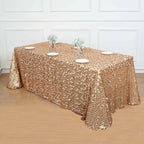 Sequin 90"x132" Rectangle Tablecloth Matte Champagne - Seamless Big Payette Table Cover