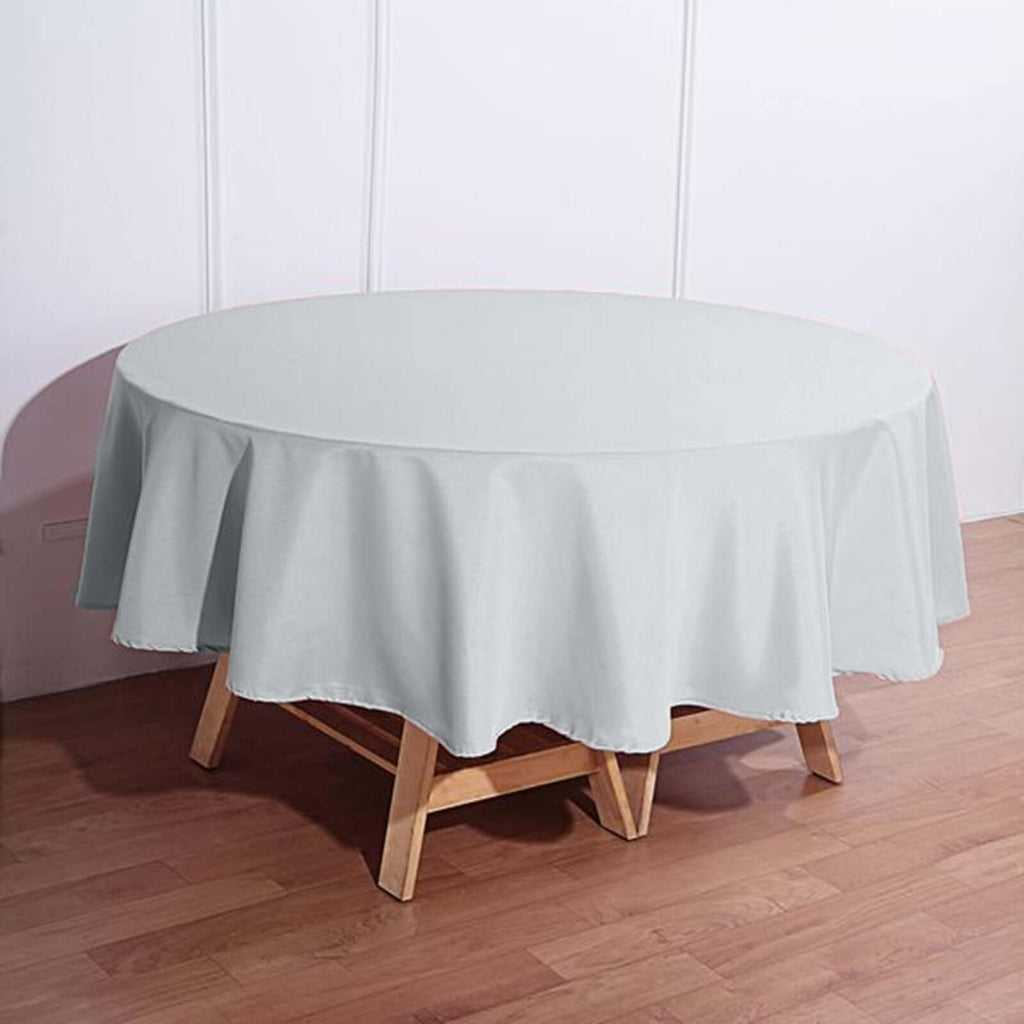 Polyester 90" Round Tablecloth Silver - Stain & Wrinkle-Resistant Table Cover