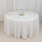 100% Cotton 120" Round Tablecloth White Linen - Seamless, Soft & Breathable Table Cover
