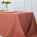 Premium Polyester 90"x156" Rectangle Tablecloth Terracotta (Rust) - Seamless 220GSM Stain-Resistant Table Cover