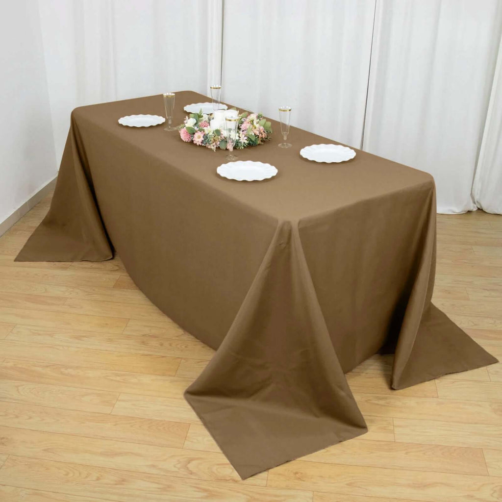 Polyester 90"x132" Rectangle Tablecloth Taupe - Seamless Wrinkle-Resistant Table Cover