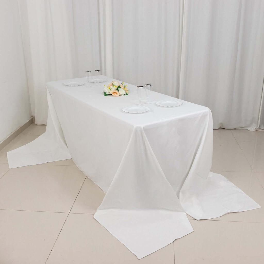 100% Cotton 90"x156" Rectangle Tablecloth White Linen - Seamless, Soft & Breathable Table Cover