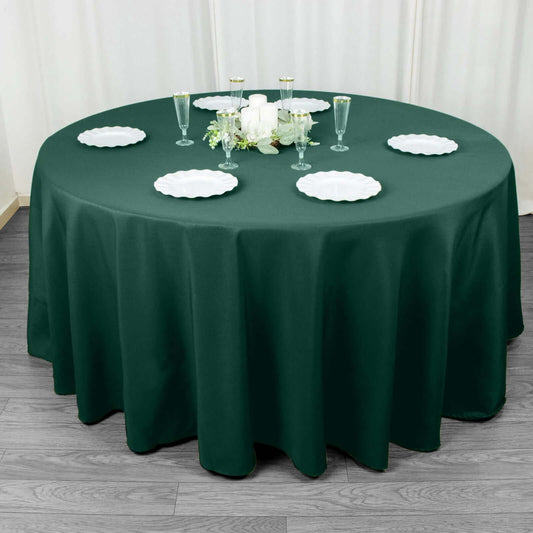 Premium Polyester 120" Round Tablecloth Hunter Emerald Green - Seamless 220GSM Wrinkle-Resistant Table Cover