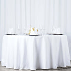 Premium Polyester 132" Round Tablecloth White - Seamless 220GSM Wrinkle-Resistant Design for Upscale Occasions