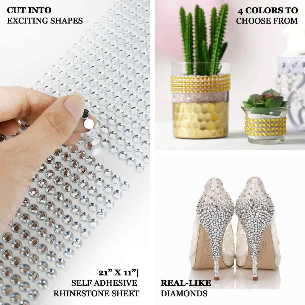 21â€x11â€ Blush Self Adhesive Rhinestone Diamond Sticker Wrap Sheets, DIY Craft Gem Stickers