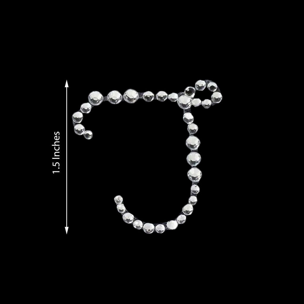 12 Pack 1.5" Clear Rhinestone Monogram Letter Jewel Sticker Self Adhesive DIY Diamond Decor - T
