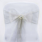 5 Pack 6"x108" Silver Sheer Organza Chair Sashes