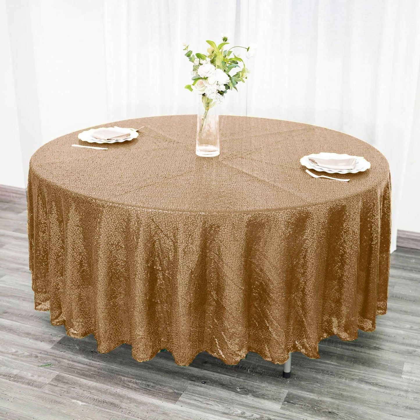 Sequin 108" Round Tablecloth Gold - Glittering Finish for Glamorous Events - NestOCart