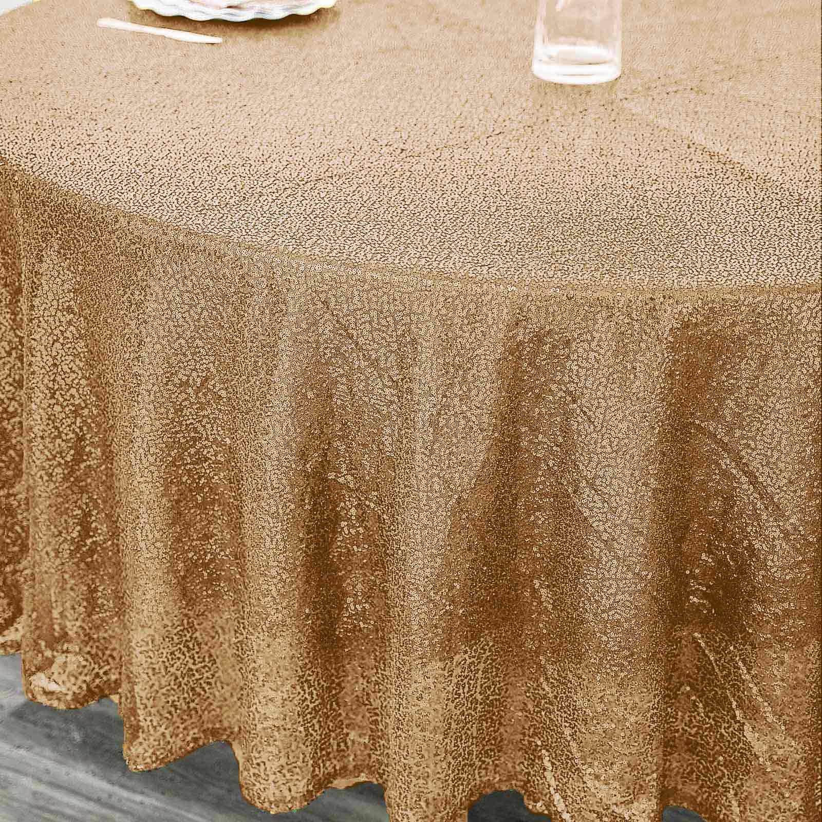 Sequin 108" Round Tablecloth Gold - Glittering Finish for Glamorous Events - NestOCart