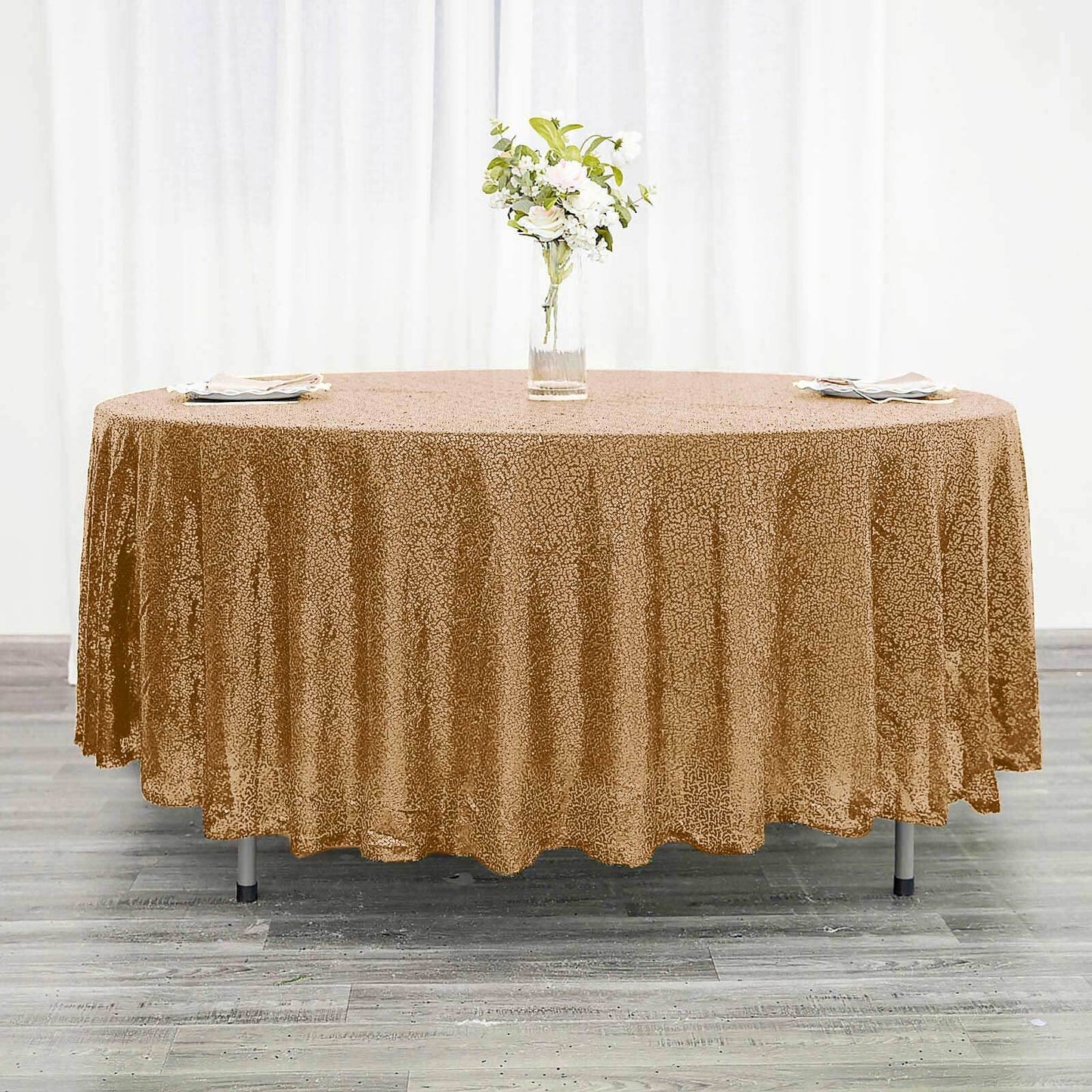 Sequin 108" Round Tablecloth Gold - Glittering Finish for Glamorous Events - NestOCart