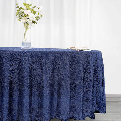 Sequin 108" Round Tablecloth Navy Blue - Glittering Finish Table Cover - NestOCart