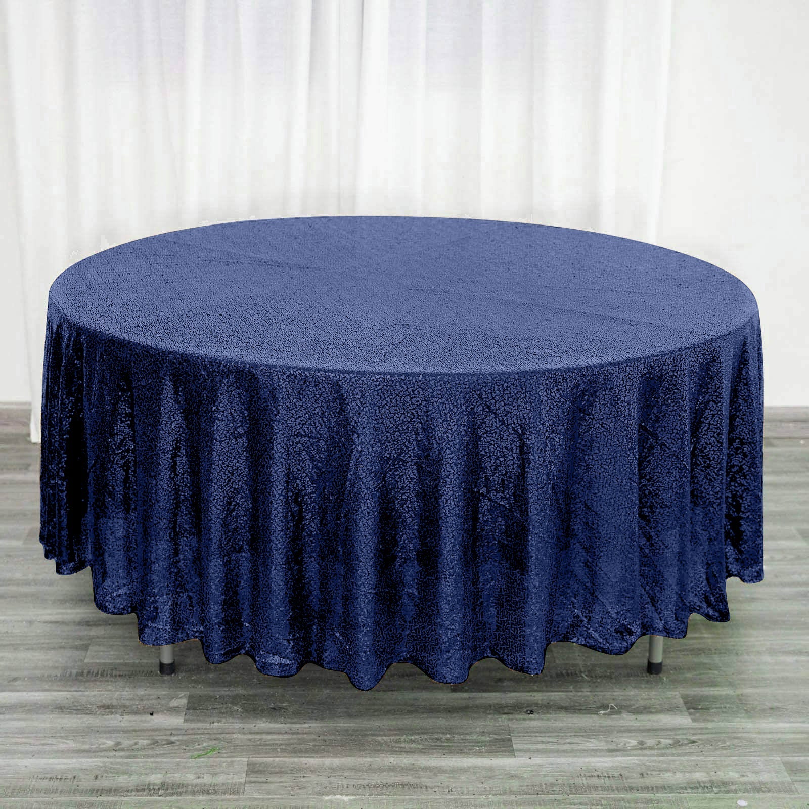 Sequin 108" Round Tablecloth Navy Blue - Glittering Finish Table Cover - NestOCart