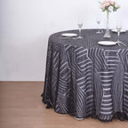 Sequin 120" Round Tablecloth Black - Seamless Diamond Glitz Table Cover - Bell Racket Store