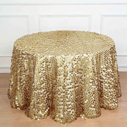 Sequin 120" Round Tablecloth Champagne - Seamless Big Payette Table Cover - NestOCart