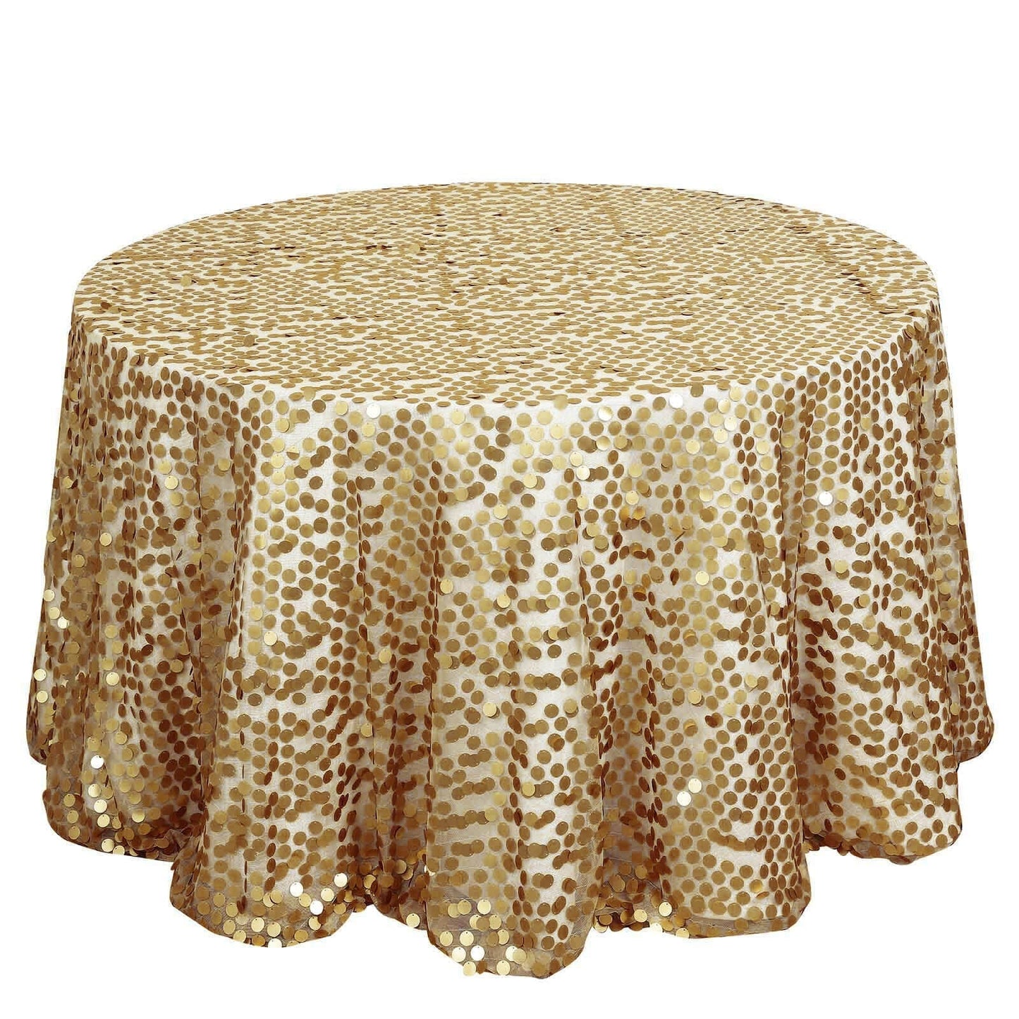Sequin 120" Round Tablecloth Champagne - Seamless Big Payette Table Cover - NestOCart