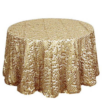 Sequin 120" Round Tablecloth Champagne - Seamless Big Payette Table Cover - NestOCart