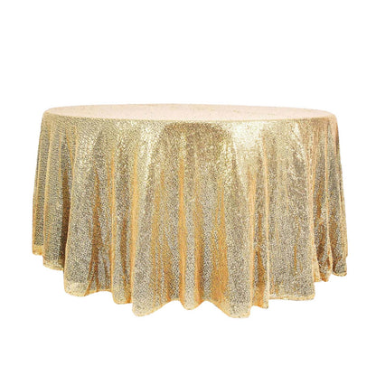 Sequin 120" Round Tablecloth Champagne - Seamless Glittering Table Cover - NestOCart