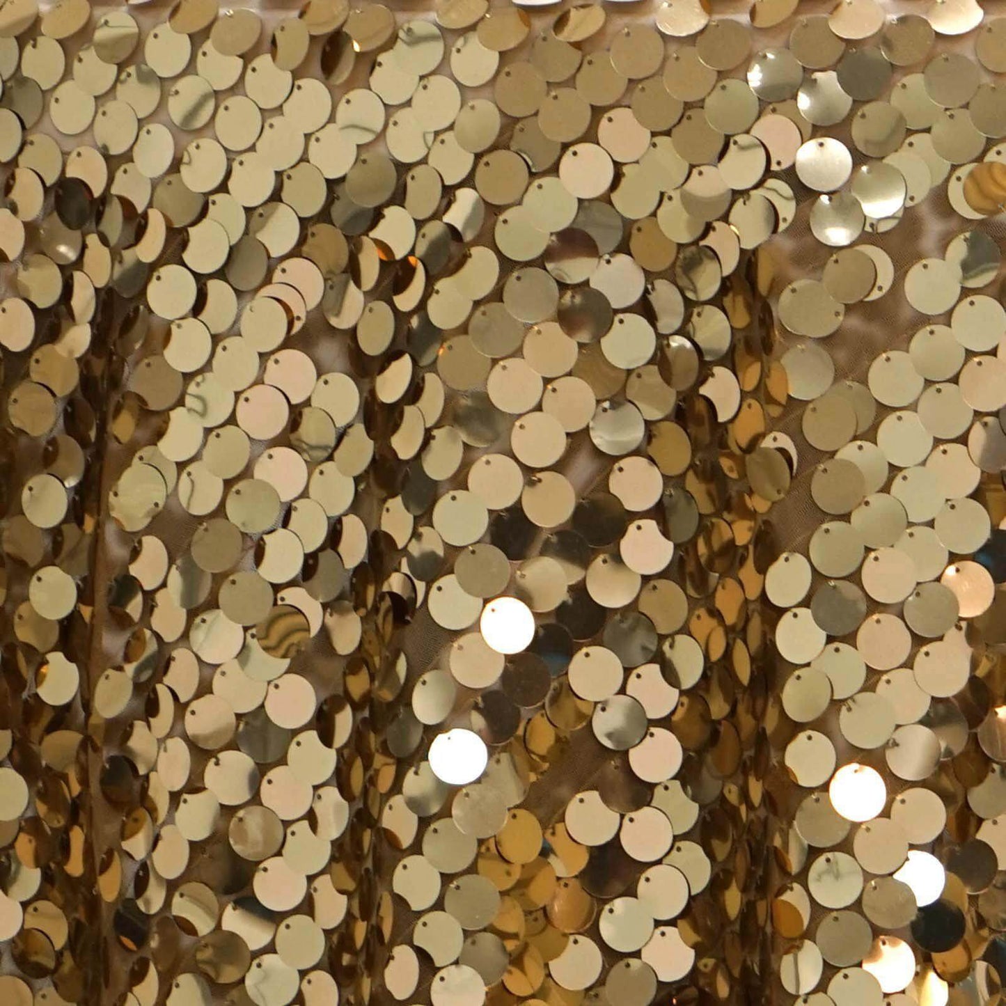 Sequin 120" Round Tablecloth Gold - Seamless Big Payette Design for Luxe Celebrations - NestOCart