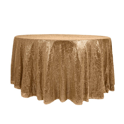 Sequin 120" Round Tablecloth Gold - Seamless Glittering Design for Sophisticated Events - NestOCart