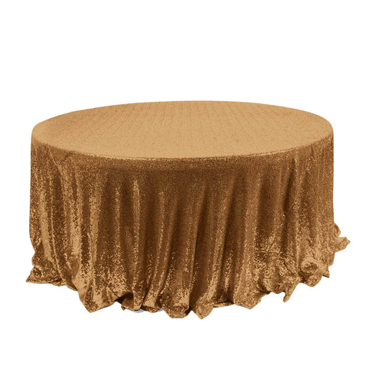 Sequin 120" Round Tablecloth Gold - Seamless Glittering Design for Sophisticated Events - NestOCart